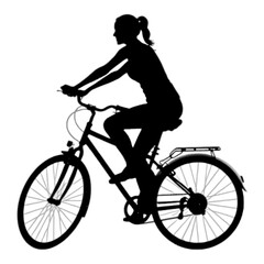 Obraz premium Silhouette of a woman cycling on a bicycle.