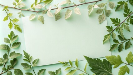 Fototapeta premium Leaf frame template mockup. 