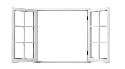 Minimalist open Window Frame in Modern Design isolated on cutout, transparent png