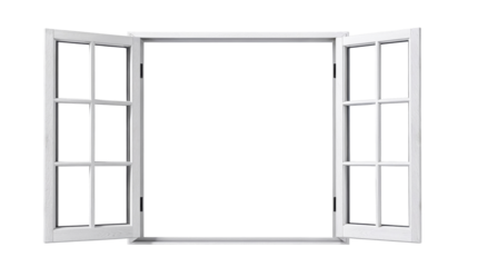 Minimalist open Window Frame in Modern Design isolated on cutout, transparent png