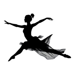 Silhouette of a ballerina leaping gracefully.