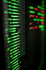 Naklejka premium Green and Red Digital Data Streaming Across Screen