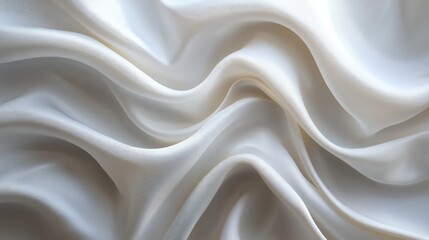 Obraz premium White colour silk wave drapery abstract background. Flowing fabric texture concept