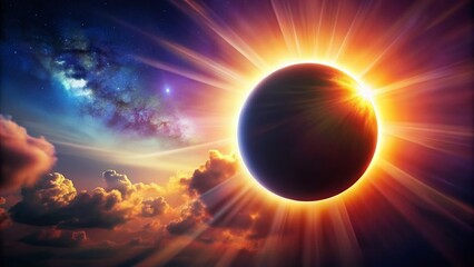 Breathtaking View of a Beautiful Solar Eclipse Captured with Striking Colors and Atmospheric Effects, Perfect for Astronomy Lovers and Nature Enthusiasts