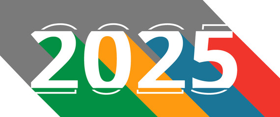 year 2025 flat-style abstract creative font-weight bold