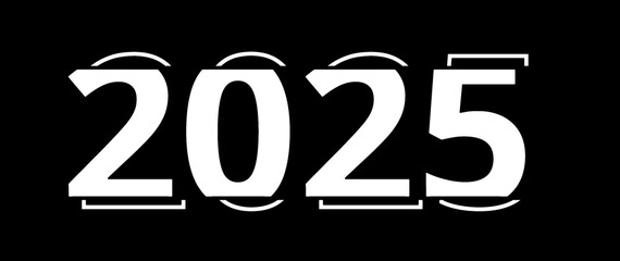 year 2025 flat-style abstract creative font-weight bold