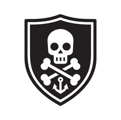 a shield with skull and crossbones icon
silhouette vector illustration