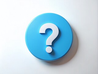 Bright Blue Circle with a White Giant Question Mark in the Center, Symbolizing Inquiry and Curiosity on a Simple Graphic Background, Perfect for Conceptual Design and Illustration Needs