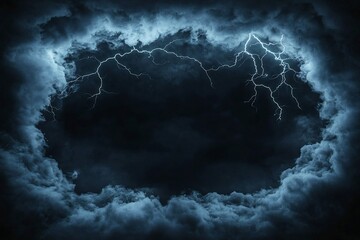 Radiant electric lightning bolts tracing the edge of an ominous dark cloud canvas in a dramatic stormy sky