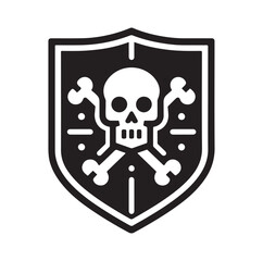 a shield with skull and crossbones icon
silhouette vector illustration