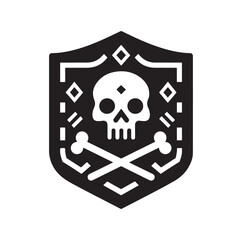 a shield with skull and crossbones icon
silhouette vector illustration