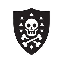 a shield with skull and crossbones icon
silhouette vector illustration