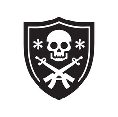 a shield with skull and crossbones icon
silhouette vector illustration