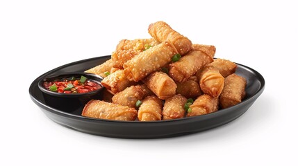 Fototapeta premium platter of Thai Spring Rolls fried food