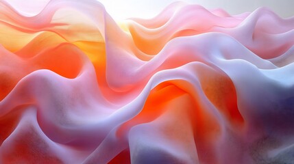Obraz premium Ethereal organic forms flowing like silk ribbons through abstract landscape a focus on fluid curves and smooth transitions