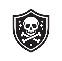 a shield with skull and crossbones icon
silhouette vector illustration