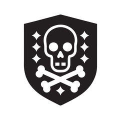a shield with skull and crossbones icon
silhouette vector illustration