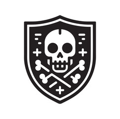 a shield with skull and crossbones icon
silhouette vector illustration
