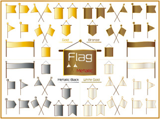 ＦＬＡＧ（旗）ゴールド・ブロンズ・メタリックブラック・ホワイトゴールド