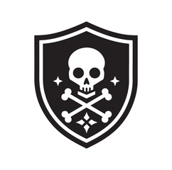 a shield with skull and crossbones icon
silhouette vector illustration