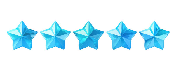 Obraz premium Five Blue Stars Shine Brightly, Isolated on PNG Transparent Background.