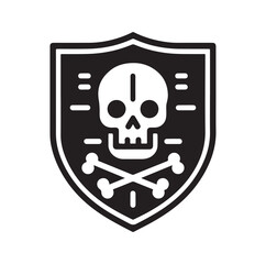 a shield with skull and crossbones icon
silhouette vector illustration