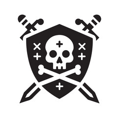 a shield with skull and crossbones icon
silhouette vector illustration