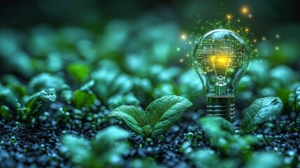 Logo design features green leaf integrated tech elements like gear and circuit board representing modern sustainability in technology for eco conscious startup.