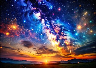 Candid Photography of a Night Sky Filled with Bright Particles, Perfect for Creative Text Overlays and Captivating Visual Storytelling