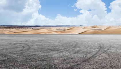 Empty asphalt road in the desert