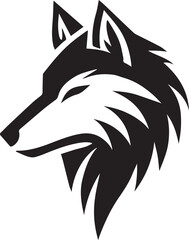 Fototapeta premium Minimalist wolf head with a single sharp line vector silhouette black