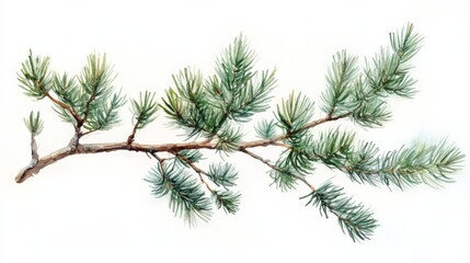 Serene watercolor pine tree, delicate brushstrokes evoke tranquility