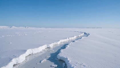 Obraz premium Melting Snow Field with Slowly Seeping Water | Hint of Spring Arrival