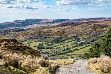 Obraz premium The blue water supply pipe coming from of Lough Anna, the drinking water supply for Glenties and Ardara - County Donegal, Ireland
