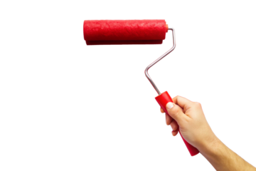 hand with red roller