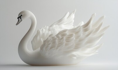 Serene white swan, elegant posture, graceful wings