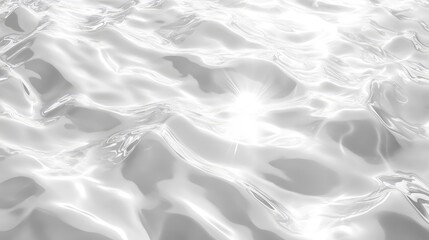 Fototapeta premium White water wave light surface overlay background. 3d clear ocean surface pattern with reflection effect backdrop. Marble desaturated texture. Sunny aqua ripple movement with shiny refraction