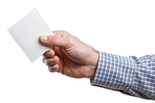 businessman holding a blank card
