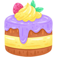 Watercolor dessert icon illustration