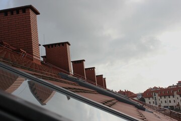 view from the roof to the cloudy sky