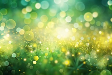 Obraz premium Captivating Bokeh Background with Green and Yellow Hues Perfect for Creative Projects Featuring Blurred Light Effects and Ample Copy Space for Text or Graphics