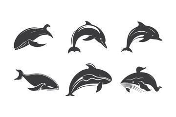 Naklejka premium Dolphin set isolated on white.