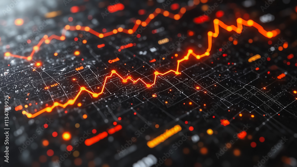 Poster a graph with red lines and numbers is displayed on a black background