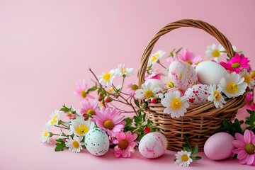 Beautiful Easter Arrangement of Pastel Eggs and Daisies