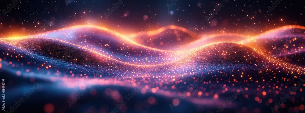 Aufkleber futuristic cyberpunk digital landscape background for ai data transmission and virtual communication