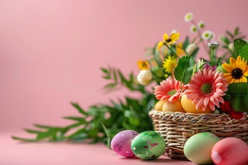 Charming Spring Decoration Featuring Floral Easter Basket