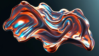 Obraz premium Abstract 3D rendering of a flowing metallic liquid. Concept of fluidity, technology, innovation, and design.