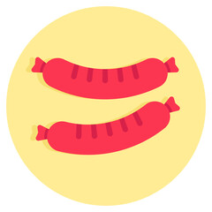 A colored design icon of sausage