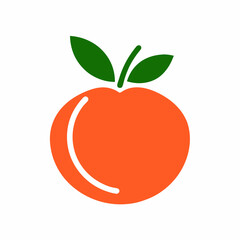 Simple Peach Logo with Bold Colors and Leaves.