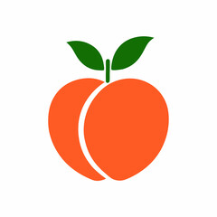 Simple Peach Logo with Bold Colors and Leaves.